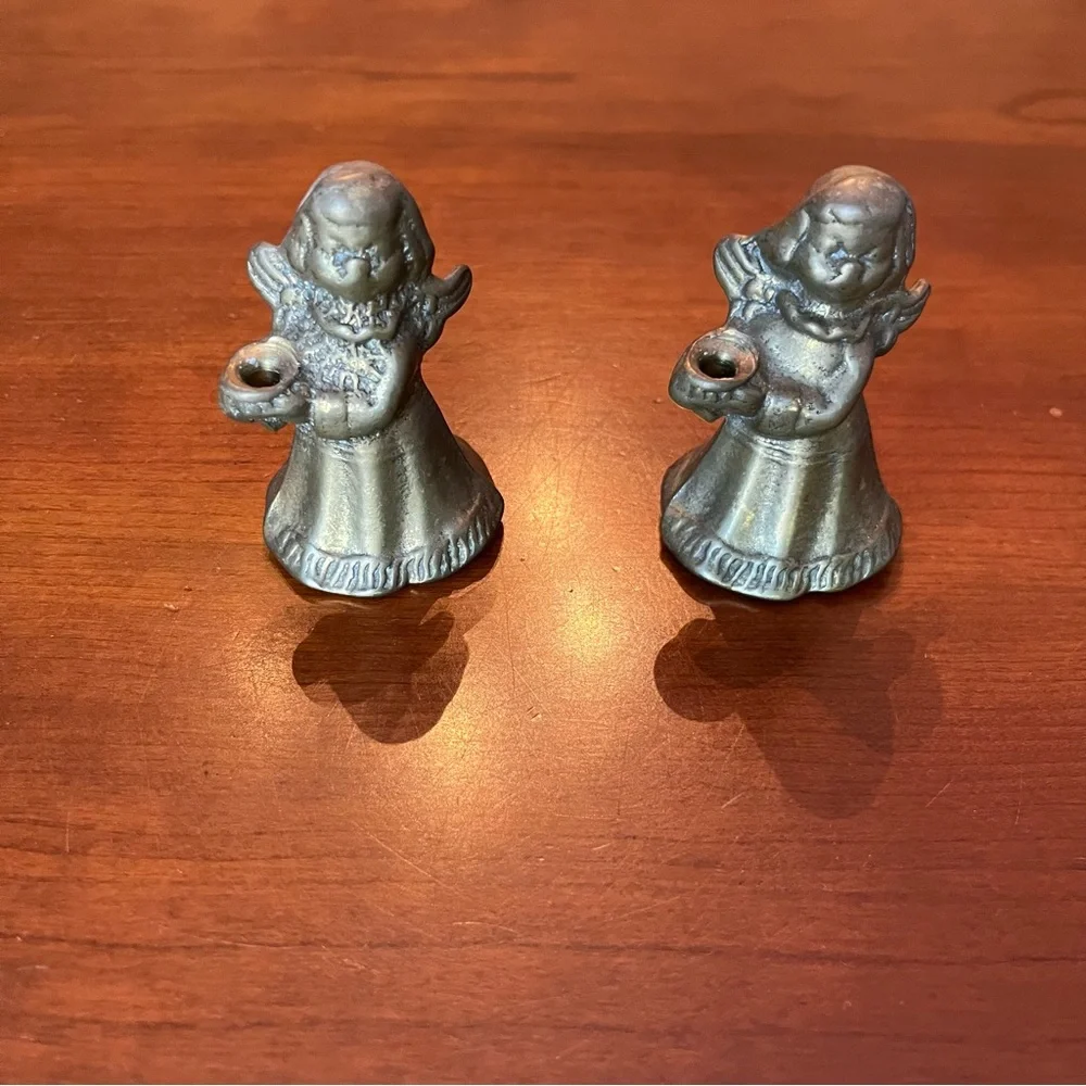 Mini Brass Angel Candle Holder Figurines 2 1/2